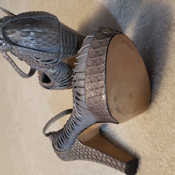 DIOR size 8 1/2 color gray leather and snake skin leather with straps 100% AUTHE - Picture 6 of 8